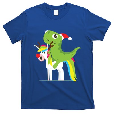 Santasaurus Trex Dinosaur Riding Reindeer Unicorn Christmas Gift T-Shirt