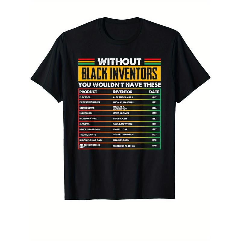 History Of Forgotten Black Inventors Black History Month T-Shirt Cotton Fun Design DIYMen's Soft Summer and winter breathable comfortable casual sports Halloween and Christmas gifts