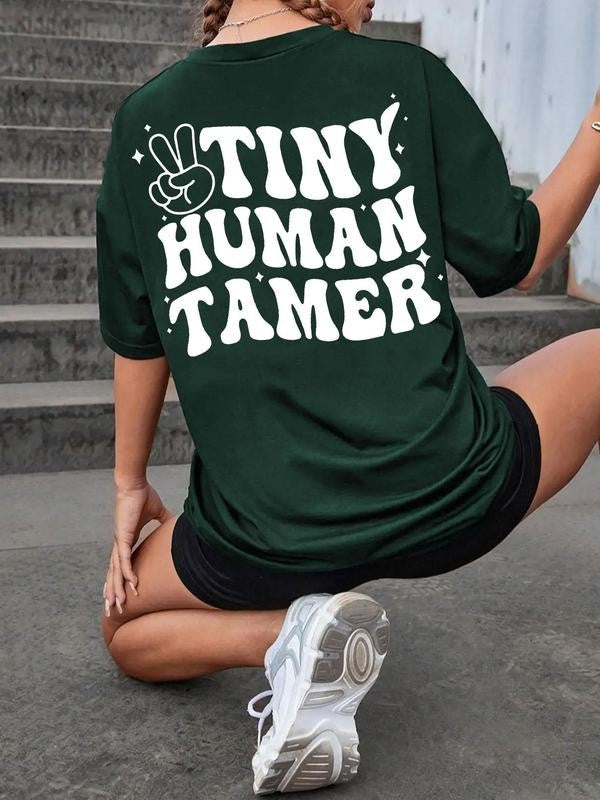 Summer Clothes Women's Cartoon Graphic Print Round Neck Tee, Graphic Tees,Â Casual Fashion Short Sleeve T-shirt for Summer Daily Wear, Summer Outfits, Women's Tee Shirts Clothes