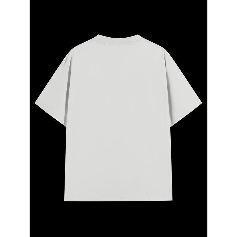 Hipster Essential, Y2K-Inspired Men's Cotton T-Shirt with Retro Money & Letter Print - Casual, Comfortable Crew Neck Tee for Casual Attire