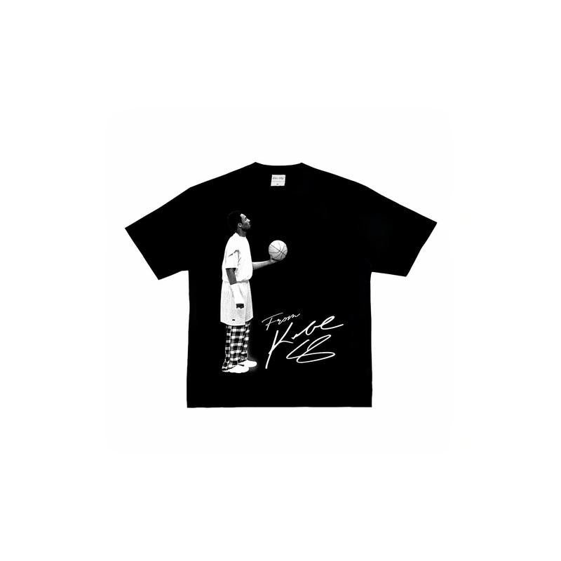Kobe-Inspired Men's Cotton Tee - Casual Crew Neck, Short Sleeve with Geometric Print, Machine Washable