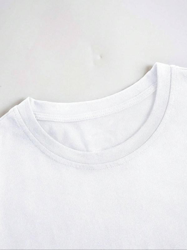 Women's Lip Print Round Neck Tee, Casual Short Sleeve Crew Neck T-Shirt for Summer, Fashion Women's Top for Daily Wear