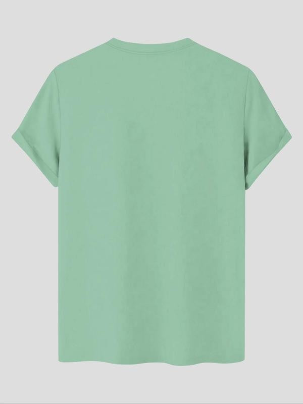 Women's Letter & California Print Drop Shoulder Tee, Casual Half Sleeve Round Neck T-shirt for Summer, Women's Top for Daily Wear