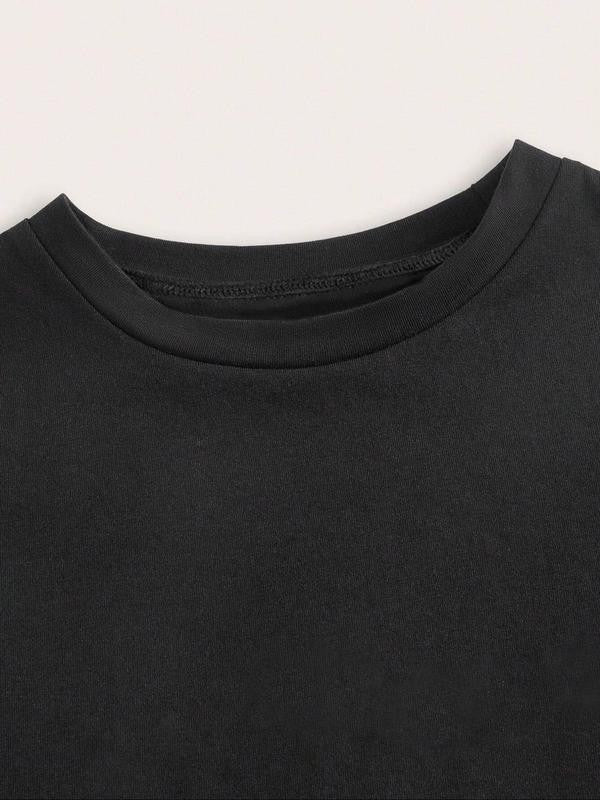 Women's Letter Print Round Neck Crop Tee, Graphic Tees, Casual Short Sleeve Graphic Crop Top for Summer, Fashion Women's Top for Daily Wear