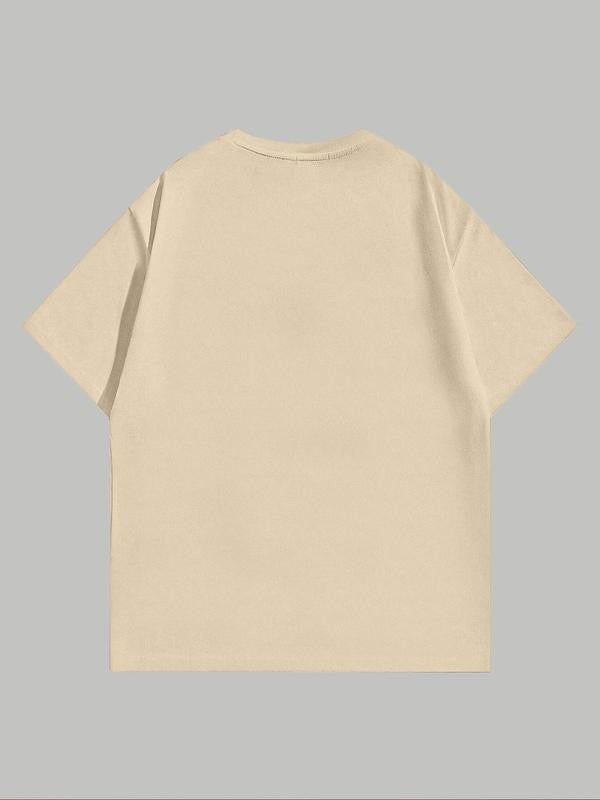 Women's Letter & Frog Print Drop Shoulder Round Neck Tee, Casual Half Sleeve T-shirt for Summer, Fashion Women's Top for Daily Wear