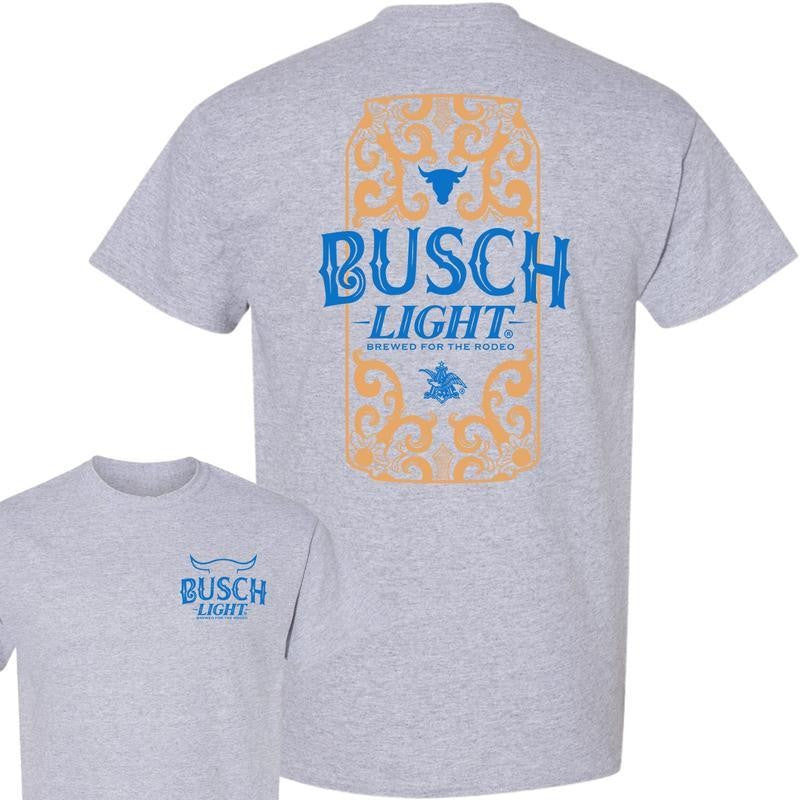 Busch Light Beer, Busch Light Rodeo 2-Sided T-shirt, Unisex T-Shirt, Cotton, Casual Graphic Round Neck T-shirt for Summer, Fashion Men's Top for Daily Wear