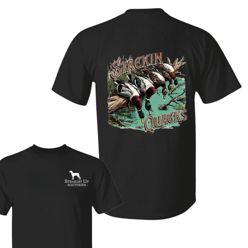 Stackin' Quacks t-shirt- Summer Outfits, Regular Fit Short Sleeve Crew Neck T-Shirt for Men, Casual Comfy Knitting Top for Summer