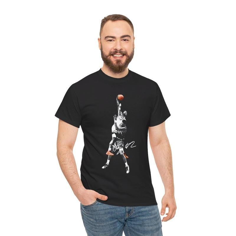 Vintage Basketball Tee Casual Cotton Menswear Top Graphics Underwear Man Tshirt Streetwear