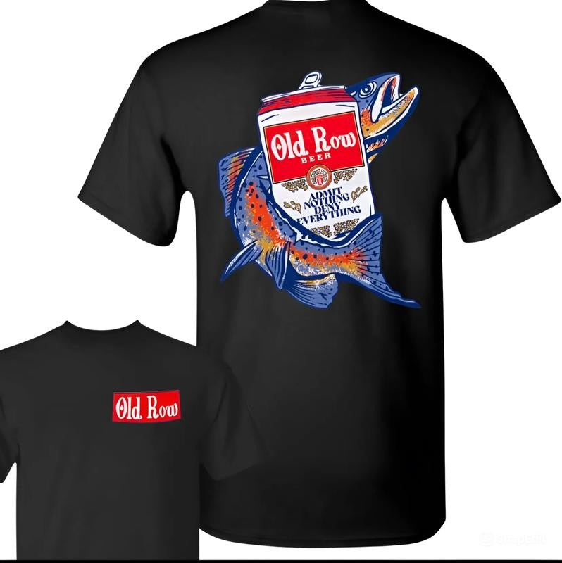 Retro Old Row Beer T-Shirt, Fishing with Beer Shirt, Funny Summer Tee, For Men, For Women