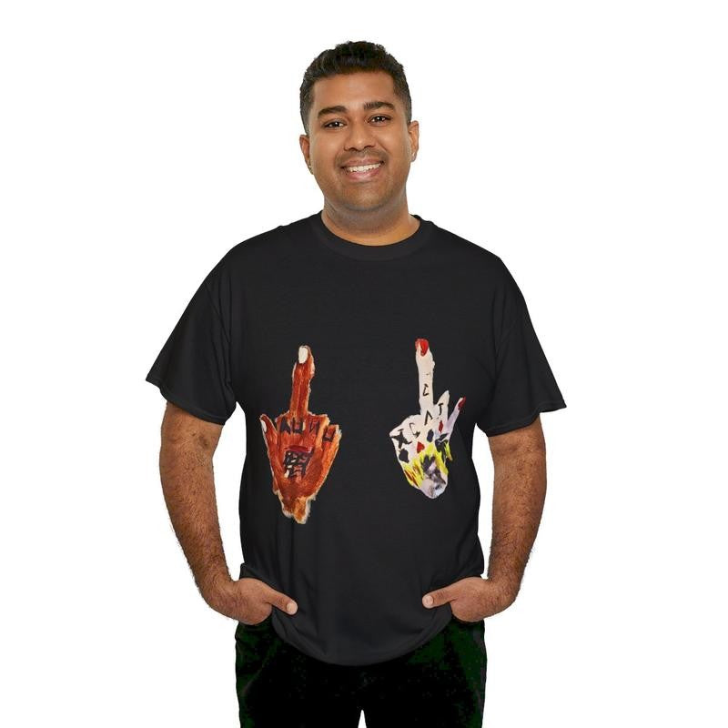 Vintage Middle Finger Y2k 90s Hip-Hop Vibes Heavy Cotton Graphic T-Shirt Tshirt Shirt HipHop Rap Tee Casual Menswear Classic Retro Top Comfy Day Smooth Underwear
