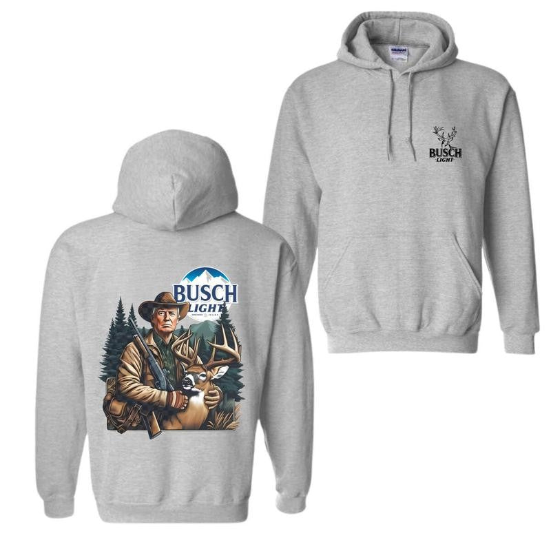 Busch Light Hunting Hoodie, Sweatshirt, T-shirt - Hunter with Deer Graphic Hoodie for Outdoor Enthusiasts, Perfect for Nature Lovers Menswear