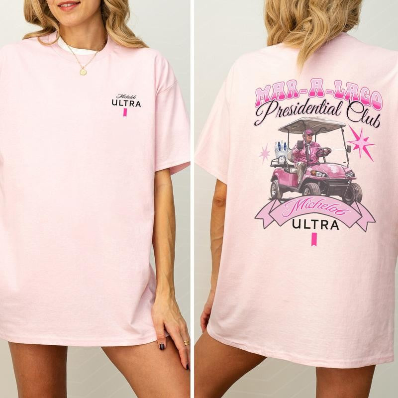 Golf Club Michelob Ultra Beer Pink Graphic Shirt, Funny Golf T-shirt, Drinking Tshirt, Drink Shirt, Comfort Clothing, Cotton Fabric Tshirt, Printed Women's Top, Casual Womenswear