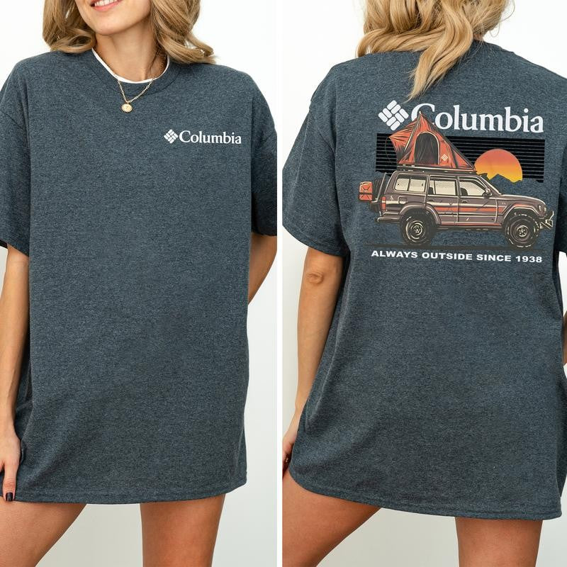 Vintage Columbia Crawl 2-Sided Shirt for Men and Women, Camping Truck T-Shirt, Retro Car RDG Tshirt, Car Enthusiast Tops, Cotton Casual Womenswear