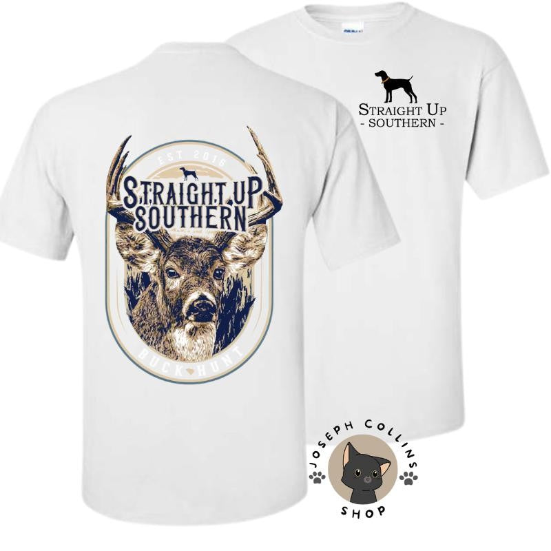 Deer Label T-Shirt - by Straight Up Southern - Summer Outfits, Regular Fit Short Sleeve Crew Neck T-Shirt for Men, Casual Comfy Knitting Top for Summer