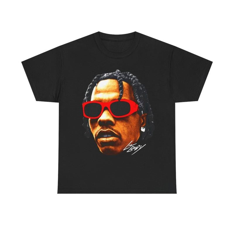 Lil Baby Vintage Rap Tee, Hip Hop Graphic Print T-Shirt, Merch T Shirt Lil Baby Oversized Casual Tee Shirt, 100% Heavy Cotton Shirt Classic Fabric Menswear Top Streetwear