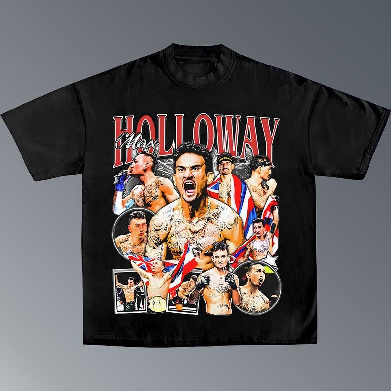 MAX HOLLOWAY TEE, Boxing T-shirt, Boxer Tee, Sports Shirt, Athletic Tee, Workout T-shirt, Gift for Him Hoodie Sweatshirt Menswear Streetwear