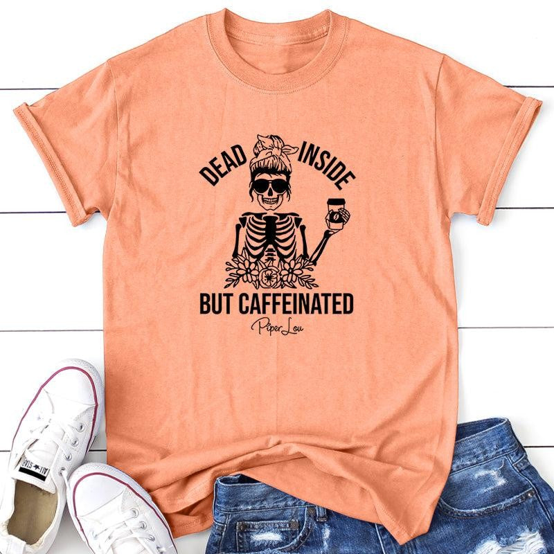 Halloween | Dead Inside But Caffeinated Apparel, Proudly Printed In The USA, Tee / Tank / V Neck Gray / White / Blue / Hot Pink / Orange, #sassy #cute #blackprint