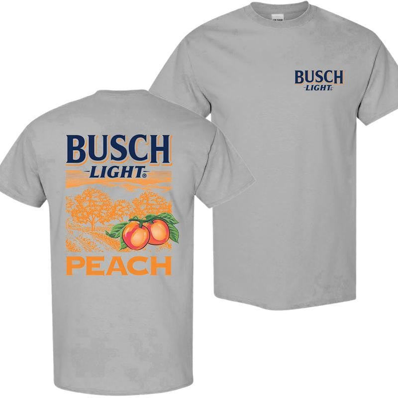 BUSCH LIGHT, BEER, Busch Light Peach Scenic T-Shirt, Shirt, Casual Graphic Round Neck T-shirt for Summer, Fashion Top for Daily Wear