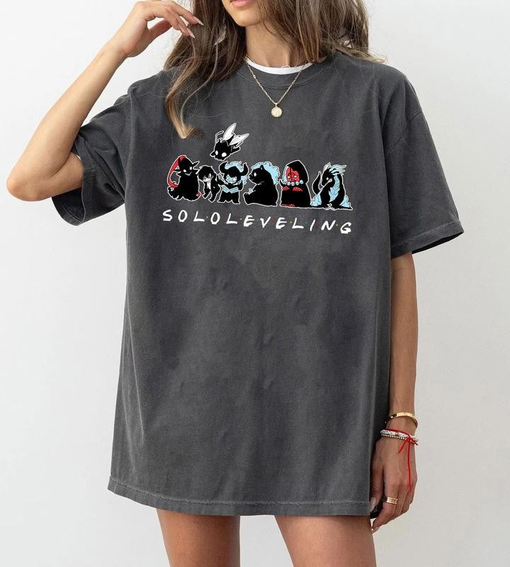 Soloo Leveling x Friends Sung Jin.woo Shadow Monarch Chibi Belliion Beru Greed lgris lron Jiima Kaiisel Shadow Giants Tank Tusk Unisex T-Shirt, Sweater And Hoodie