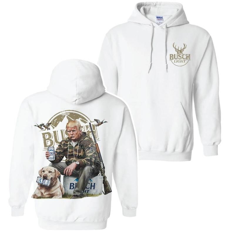 Trump Hunting Busch Light Beer 2 Sided Hoodie, Gun Trump Hunting Sweatshirt, Trump Supporter Shirt For Color For Men and Women