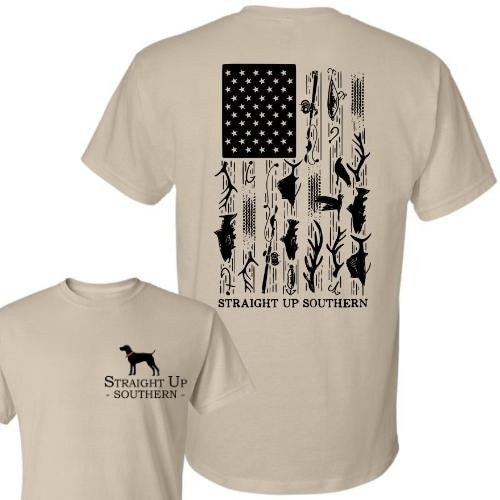 Hunt Fish Flag T-Shirt - Summer Outfits, Regular Fit Short Sleeve Crew Neck T-Shirt for Men, Casual Comfy Knitting Top for Summer