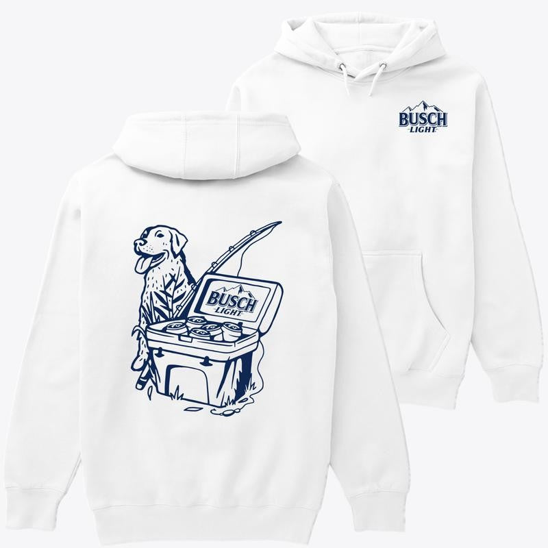 Unisex Hoodie - Busch Light Dog, Busch Light Fishing Scene with Dog Shirt Menswear Day Love Personalized