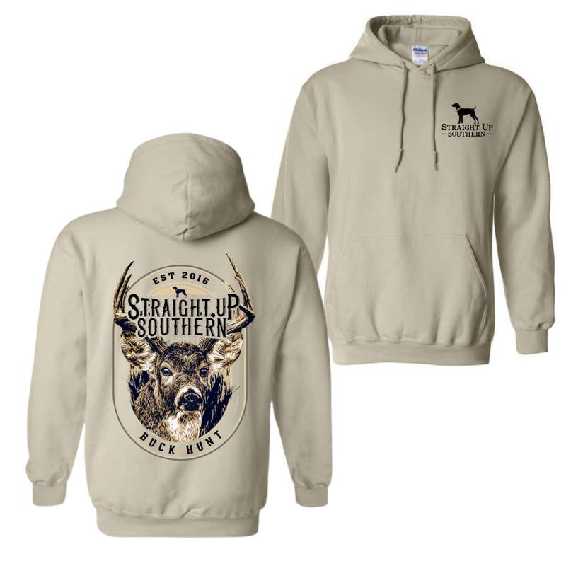 Straight Up Southern Buck Hunt Hoodie - Authentic Southern Design, Comfortable and Durable, Hoodie for Men, Hoodie for Women, High-Quality