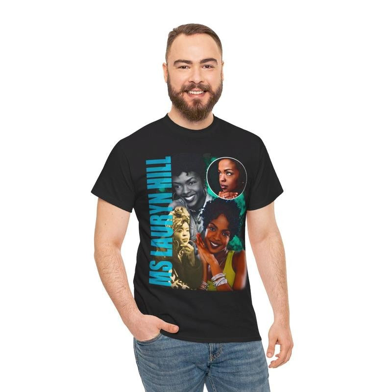 Lauryn Hill, Bootleg, T-Shirt Design, 90s, Rapper Shirt, 90s Vintage, Erykah Badu, Bob Marley, Mary J. Blige Casual Classic Cotton Menswear Retro Top Comfy Day Graphic Smooth Tee Tshirt Streetwear