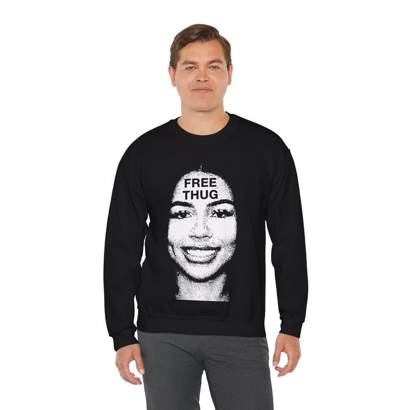 Free Thug Heavy Blendâ„¢ Sweater HipHop Styled Casual Streetwear 90s Vintage Retro Outerwear Crewneck Classic Cotton Menswear Sweatshirt Comfy