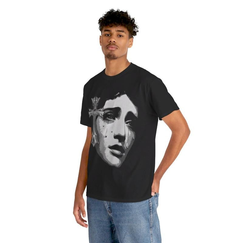 Save Me Cross Girl Graphic T-Shirt Casual Classic Cotton Menswear Retro Top Vintage Comfy Smooth Tee Tshirt Streetwear Crewneck Shortsleeve