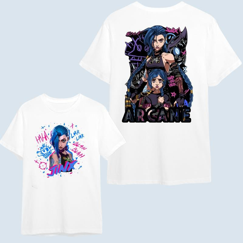 Arcane Jinx T-Shirt/Hoodie Vi League of Legends New Season Unisex T-Shirt/Hoodie, Unisex for Man and Women, 100% Cotton, LOL Tee