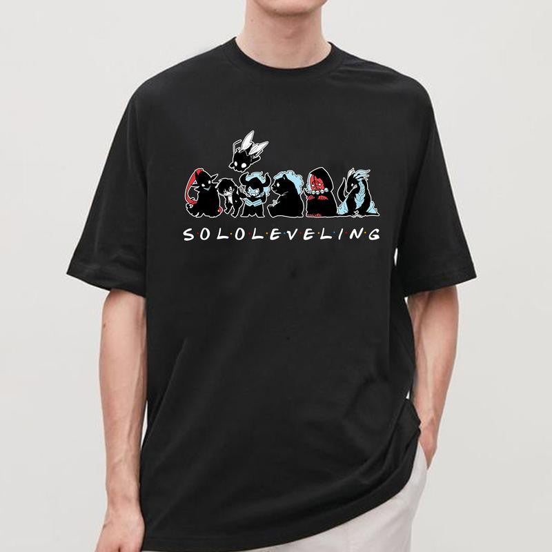 Soloo Leveling x Friends Sung Jin.woo Shadow Monarch Chibi Belliion Beru Greed lgris lron Jiima Kaiisel Shadow Giants Tank Tusk Unisex T-Shirt, Sweater And Hoodie
