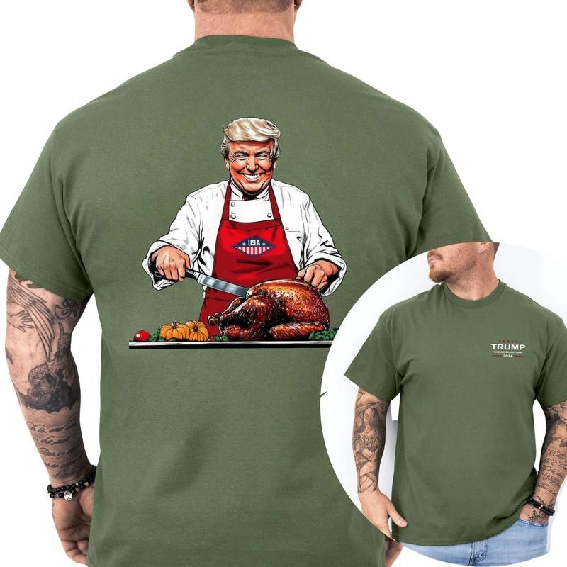 Trump Thanksgiving Turkey T-shirt, Trump Shirt, Republican Gift, Classic Cotton Top, Soft Fabric Shortsleeve Shirt