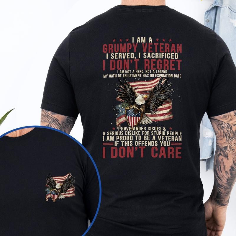 Patriotic American Veteran T-Shirt TPT1897TS - Men's Basic Letter Print Crew Neck Tee, Short Sleeve T-shirt, Summer Clothes, Birthday Gifts For Men Menswear Top