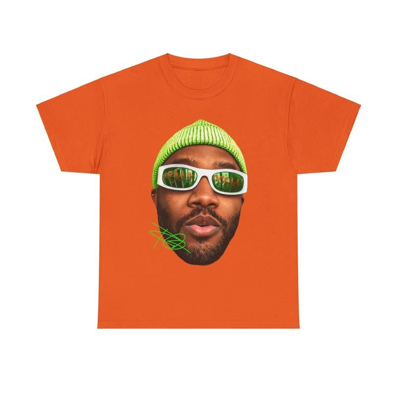 Frank Blonded Inspired Vintage Graphic Tee Heavy Cotton 100% Cotton T-Shirt Singer's Face Art Shirt for Fashion Casual Menswear Top Streetwear Tshirt Classic Crewneck