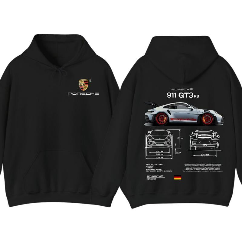 Porsche 911 GT3 RS Aesthetic 2 Sided Hoodie, Unisex Shirt, Car Enthusiast Shirt, Car Clothing