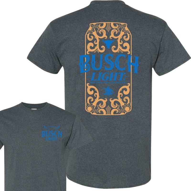 Busch Light Beer, Busch Light Rodeo 2-Sided T-shirt, Unisex T-Shirt, Cotton, Casual Graphic Round Neck T-shirt for Summer, Fashion Men's Top for Daily Wear