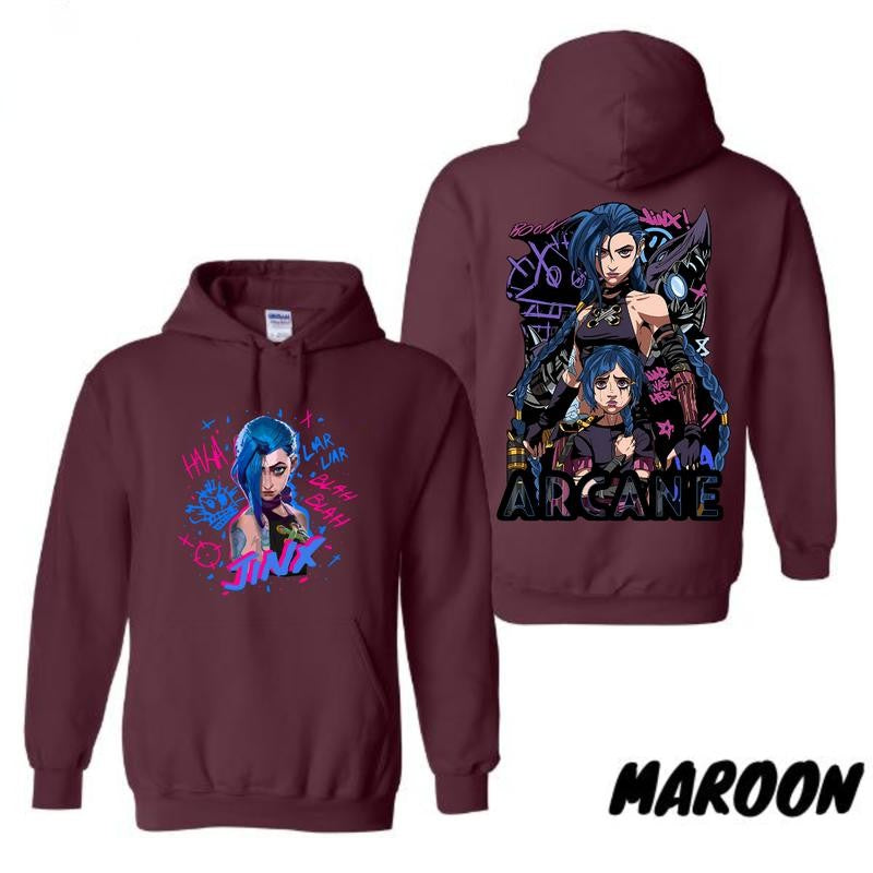 Arcane Jinx T-Shirt/Hoodie Vi League of Legends New Season Unisex T-Shirt/Hoodie, Unisex for Man and Women, 100% Cotton, LOL Tee