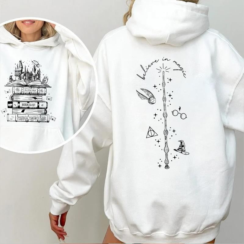 HP 2 Sides Wizard Classes Unisex Sweatshirt Hoodie Shirt, gift for fan Cotton Fit Womenswear potterhead gift
