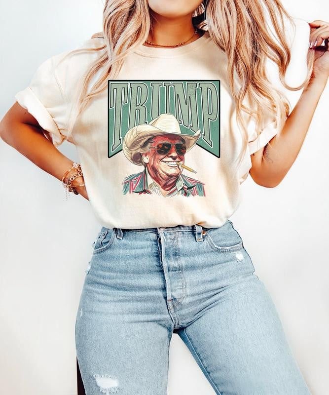 Trump T-Shirt, Western Donald Trump, Cowboy Trump Shirt, Election 2024 Shirt, Funny Conservative Tee, Political President Shirt