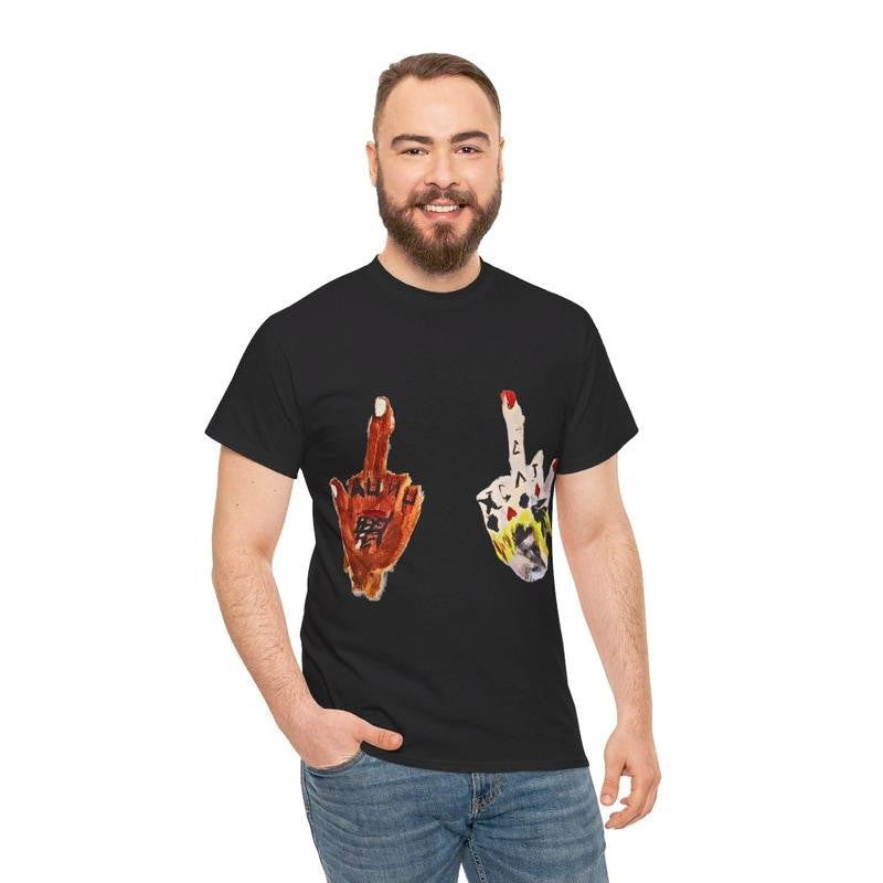 Vintage Middle Finger Y2k 90s Hip-Hop Vibes Heavy Cotton Graphic T-Shirt Tshirt Shirt HipHop Rap Tee Casual Menswear Classic Retro Top Comfy Day Smooth Underwear