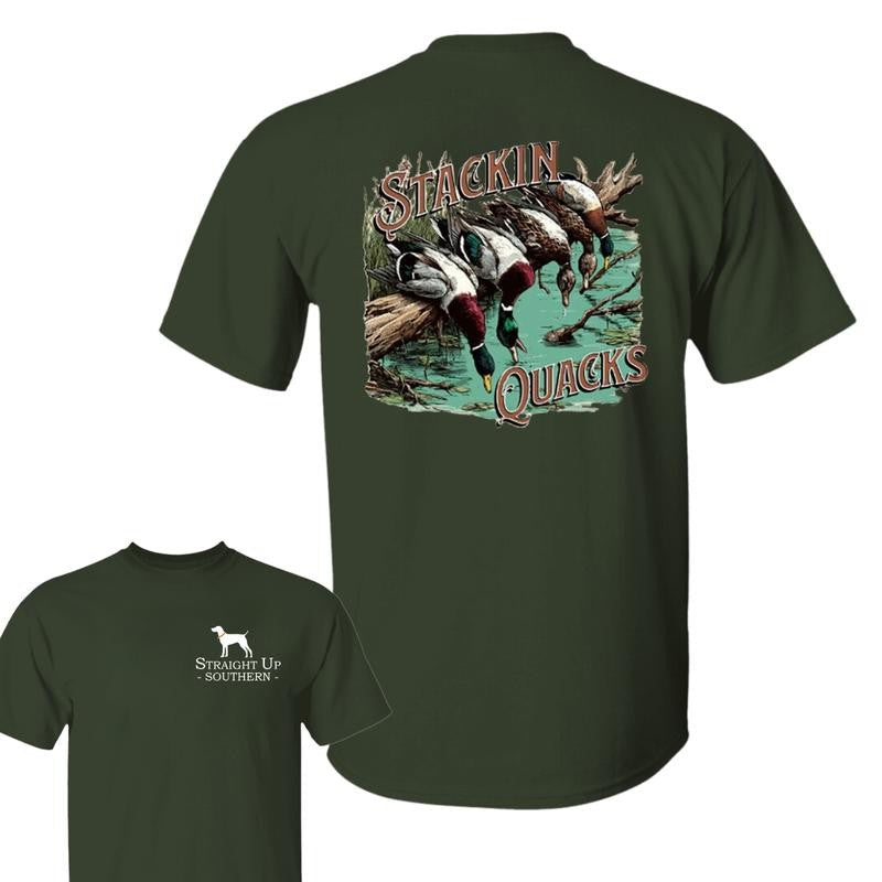 Stackin' Quacks t-shirt- Summer Outfits, Regular Fit Short Sleeve Crew Neck T-Shirt for Men, Casual Comfy Knitting Top for Summer