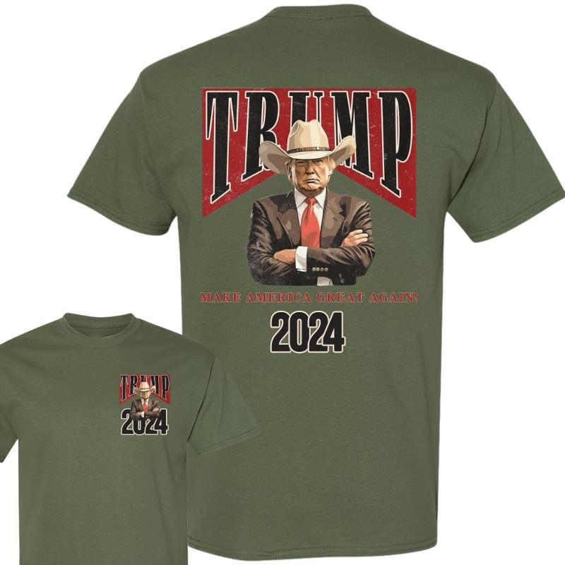 Cowboy Western Make America Great Trump Daddy New T-shirt - 2 Side - Unisex - Multiple Style Options - Celebrity Style - Multiple Colorways, 2 Sided Casual Fabric Cotton Round Neck Graphic Tees Gift For Men And Women Classic Menswear Top Collar