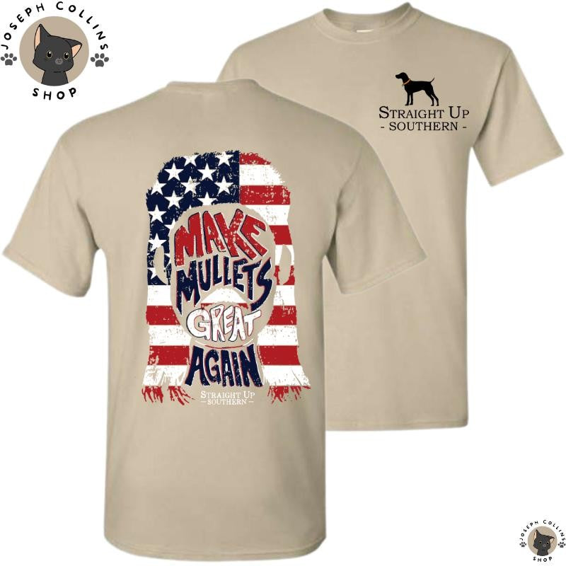 Straight Up Southern-Make Mullets Great T-shirt - Summer Outfits, Regular Fit Short Sleeve Crew Neck T-Shirt for Men, Casual Comfy Knitting Top for Summer