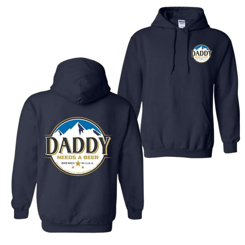 Athletic Daddy Pappy Needs Beer Logo Busch Cotton Hoodie And T-shirt, Father's Day Dad Papa Shirt, Busch Light Merch, Gift For Dad