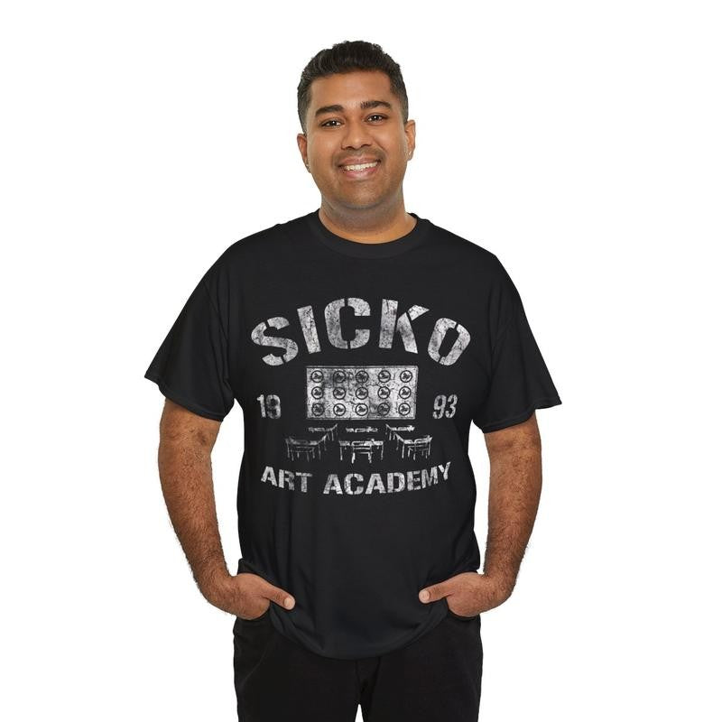 Black Tee Art Academy Casual Classic Cotton Menswear Retro Shirt Top Vintage Comfy Day Graphic Smooth T-Shirt Underwear Tshirt Streetwear Man Shortsleeve Crewneck