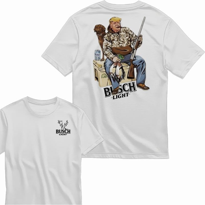 Busch Light, Hunter Trump With Busch Light Beer 2 Siders T-shirt, Perfect For Beer Lovers, Unisex T-Shirt, Cotton, Casual Graphic Trump T-shirt, Unisex T-shirt for Men and For Women