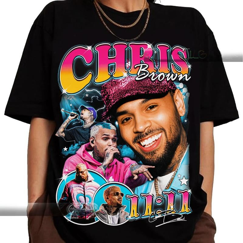 Vintage Chris Br0wn T-Shirt, Chr1s Brown Hip Hop Shirt, Chr1s Br0wn Homage 90s Graphic Tee