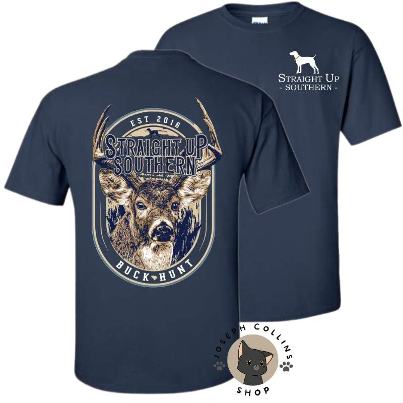 Deer Label T-Shirt - by Straight Up Southern - Summer Outfits, Regular Fit Short Sleeve Crew Neck T-Shirt for Men, Casual Comfy Knitting Top for Summer