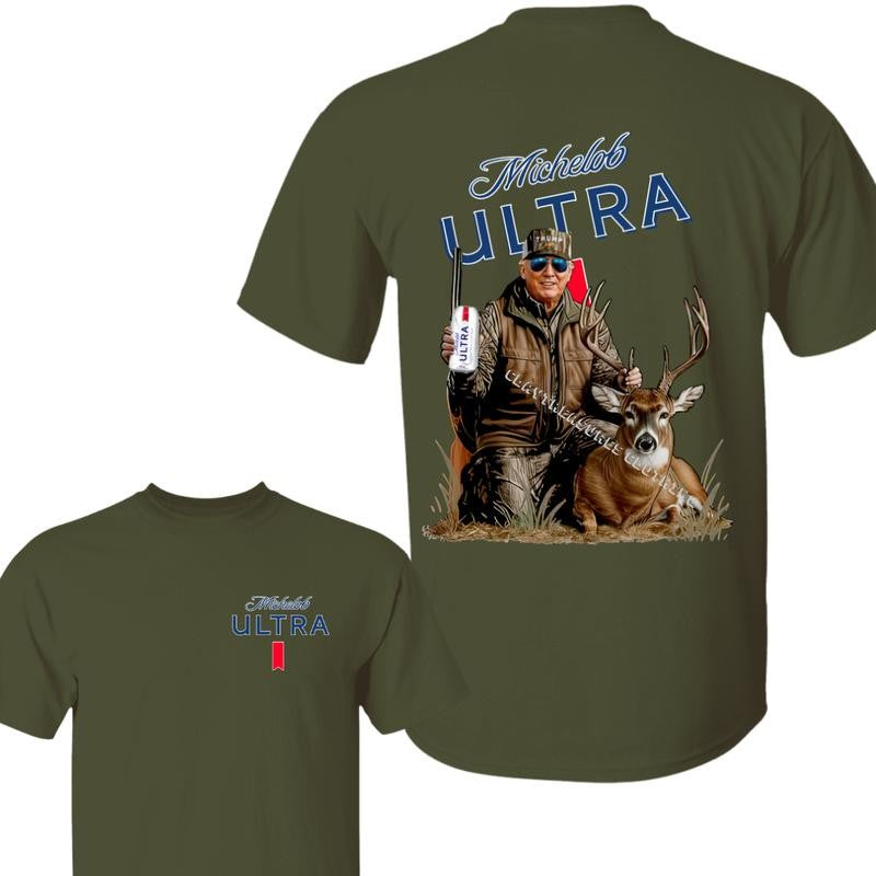 Hunter Trump With Michel0b 2 Sided TShirt, Hunting Deeer Shirt, Hunting Season, Camo Trump, Gift for Trump Supporter, Election 2024, Full Size